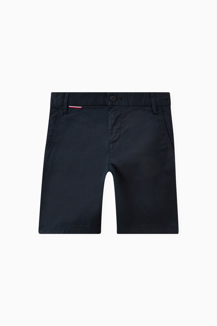 

Flag-detail Chino Shorts in Cotton, Blue