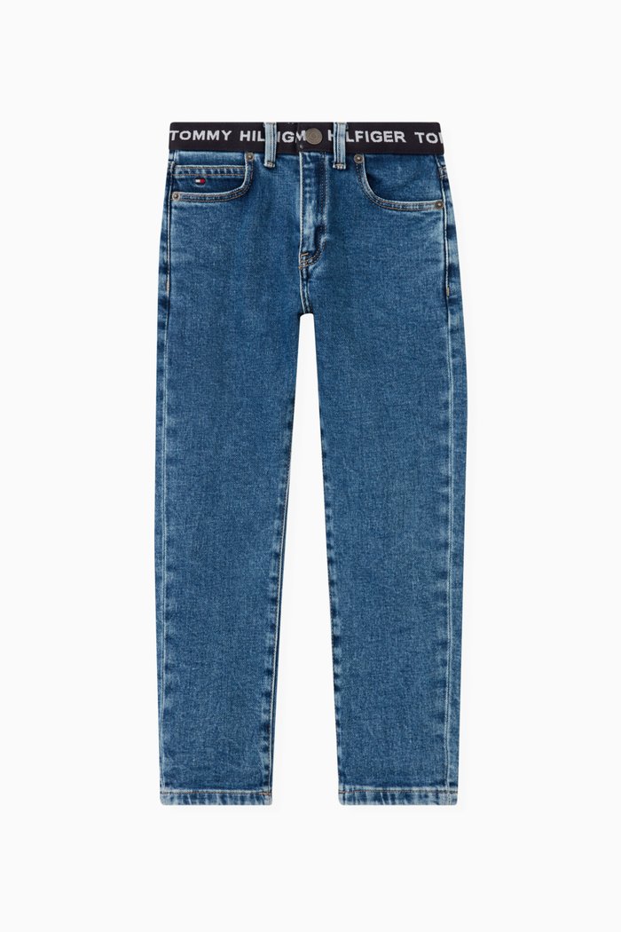 

Logo Tape Jeans in Cotton-blend Denim, Blue