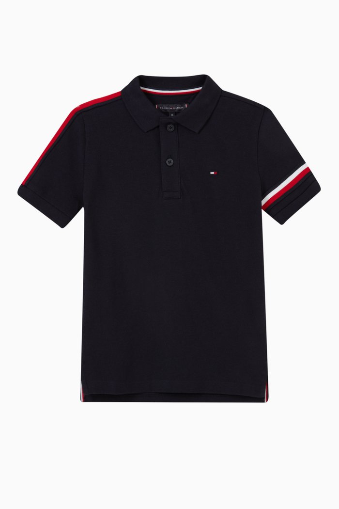 

Signature Tape Polo Shirt in Cotton, Blue