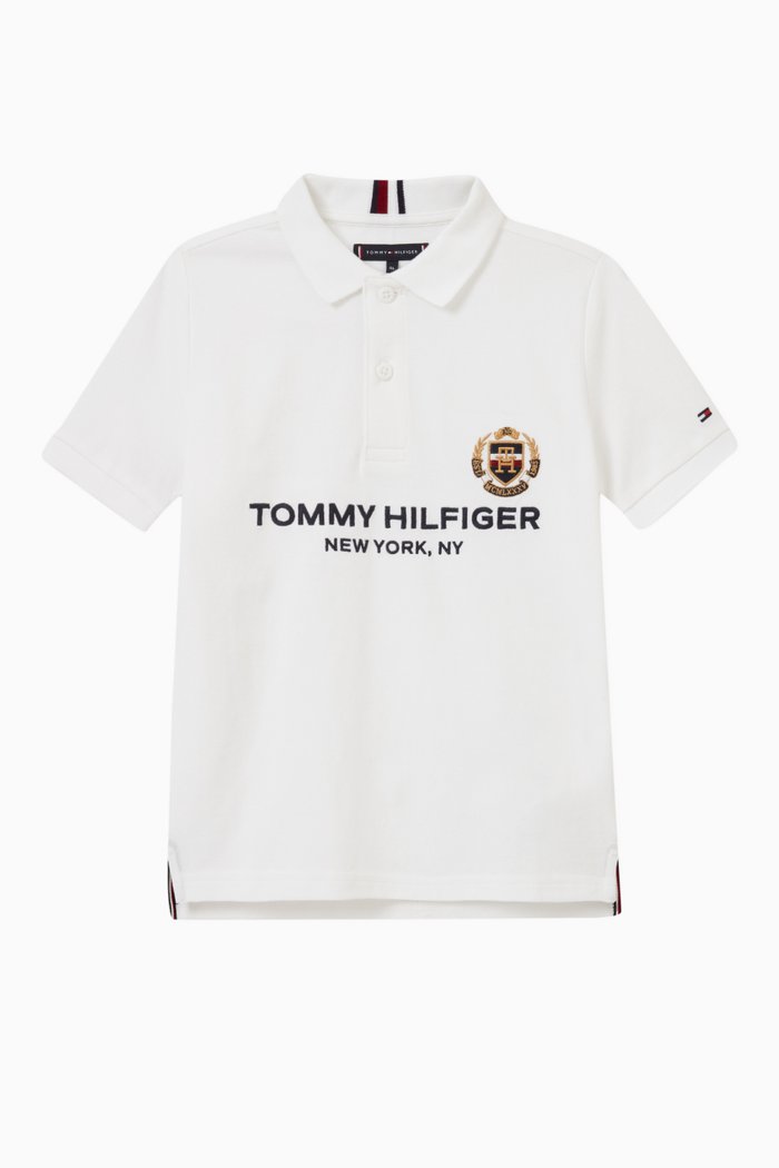 Icons Crest Polo in Cotton Piqué, White