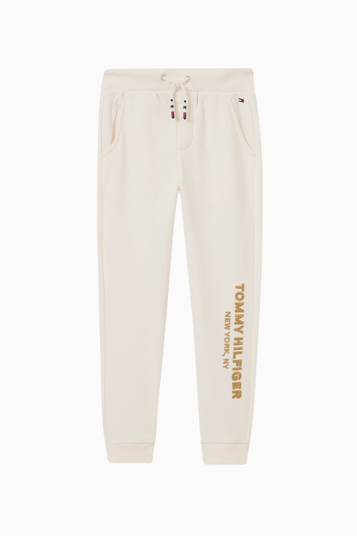 

NY Crest Logo Sweatpants in Cotton, White