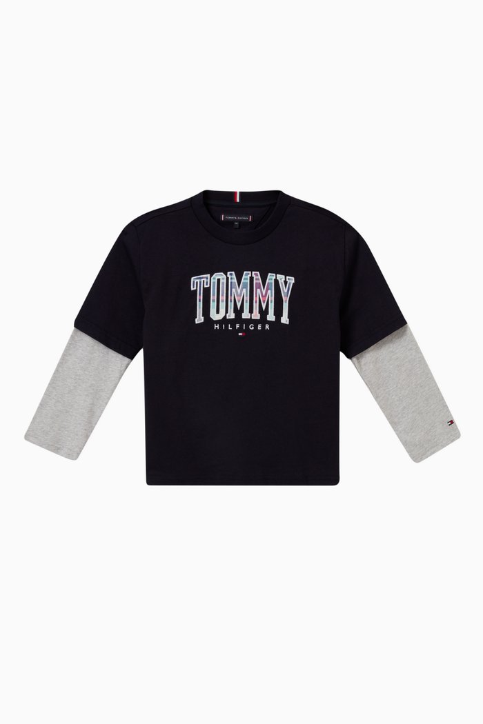

Layered Logo T-shirt in Cotton, Blue