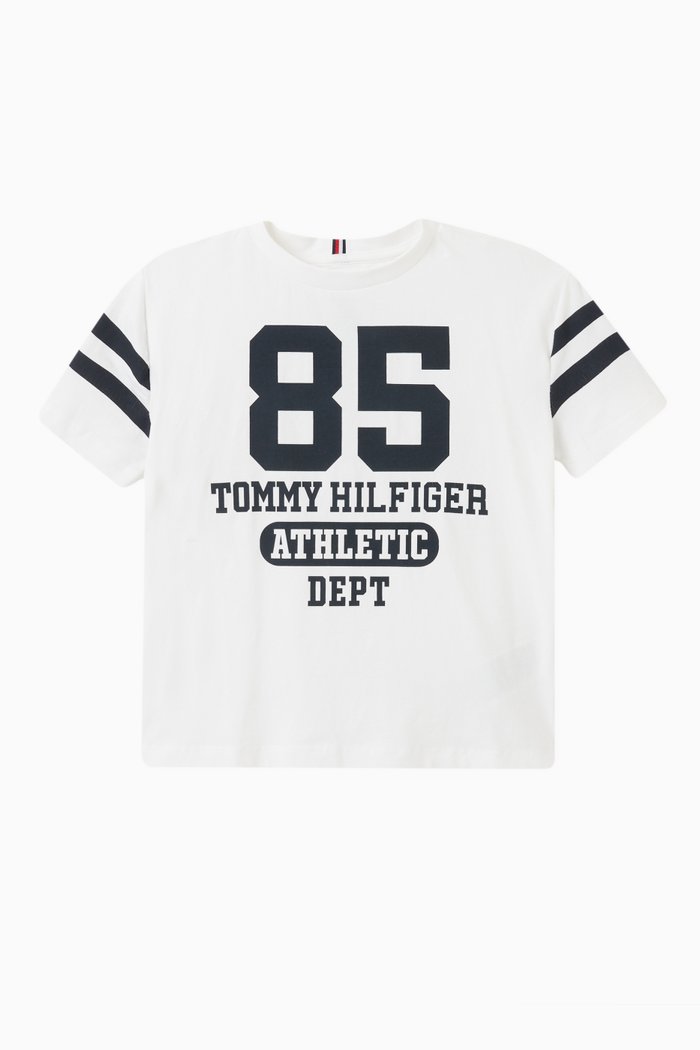 

Collegiate Logo Print T-shirt in Organic Cotton, White
