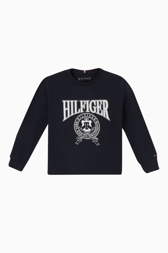 

Varsity Logo Long-sleeve T-shirt in Cotton, Blue
