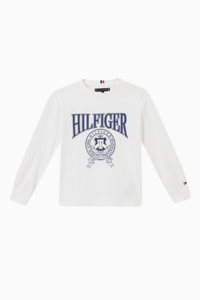 

Varsity Logo Long-sleeve T-shirt in Cotton, White
