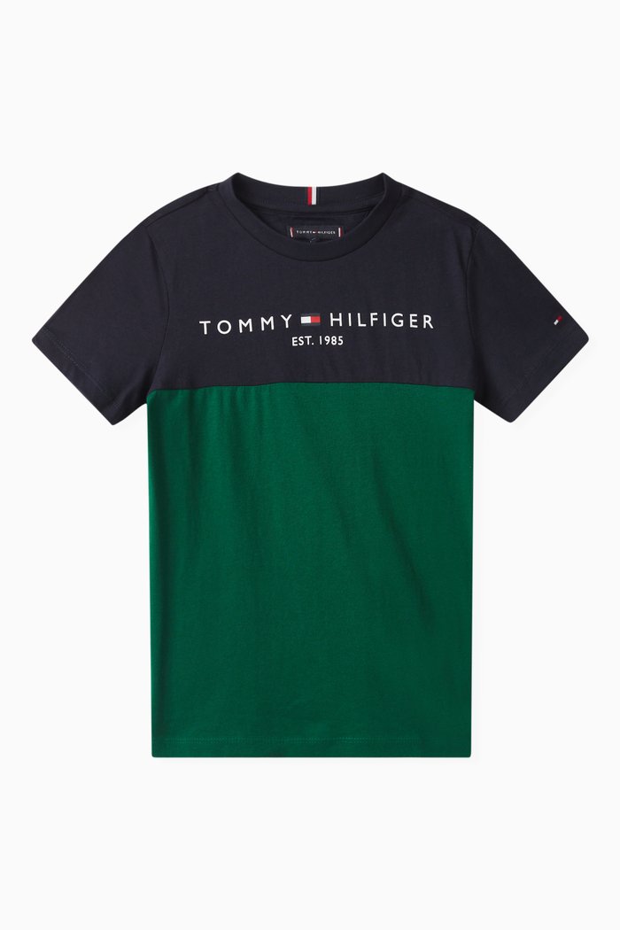 

Essential Colour-block T-shirt in Cotton, Green