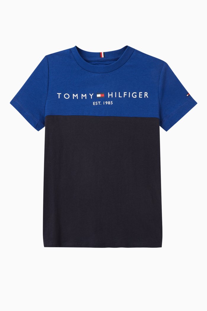 

Essential Colour-block T-shirt in Cotton, Blue