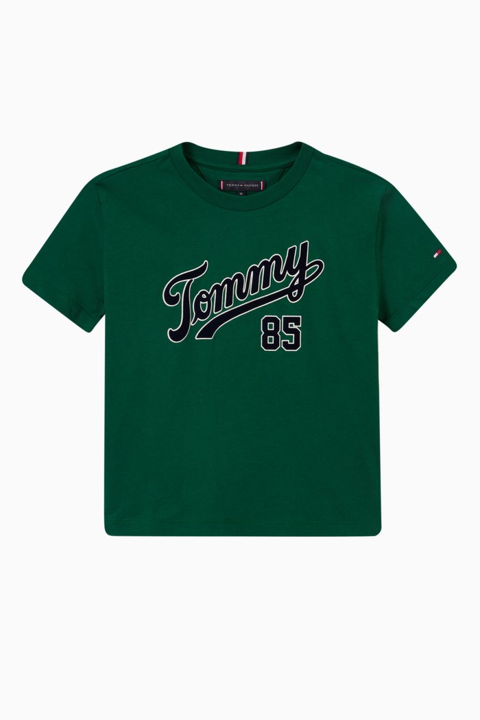 

Collegiate Logo Print T-shirt in Cotton Jersey, Green
