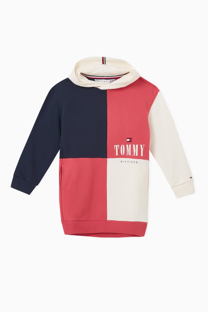 

Colour-block Hoodie Dress in Organic Cotton, Multicolour