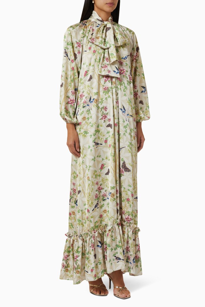 

Garden-print Scarf Maxi Dress, Green