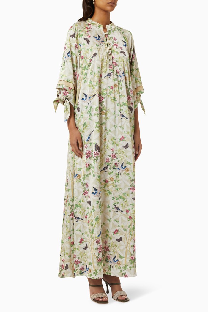 

Mosaic Garden-print Maxi Dress in Silk, Green