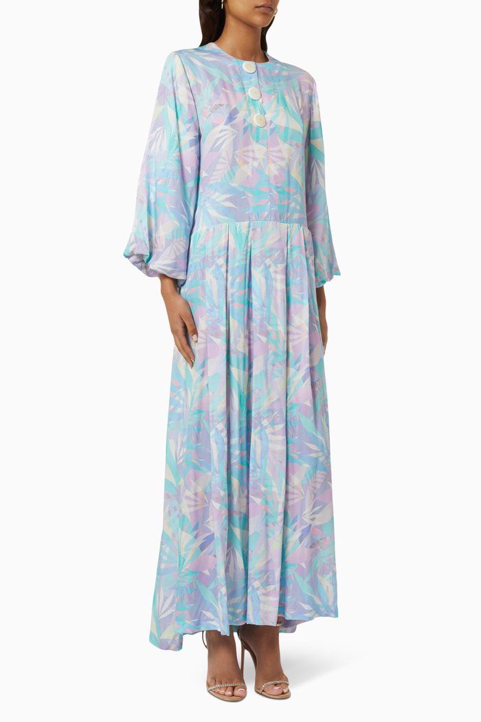 

Palm Tree-print Maxi Dress, Blue