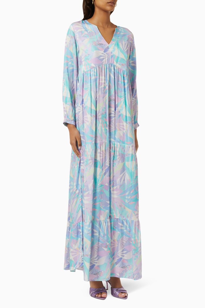 

Palm Tree-print Maxi Dress, Blue