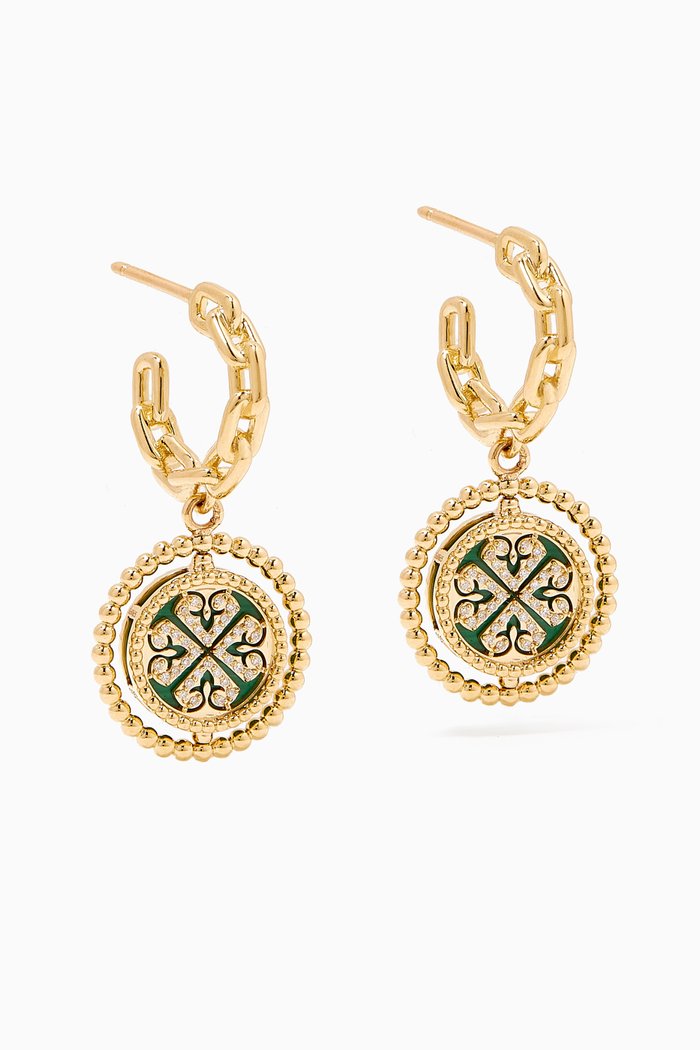 

Lace Link Malachite Drop Earrings in 18kt Gold, Yellow