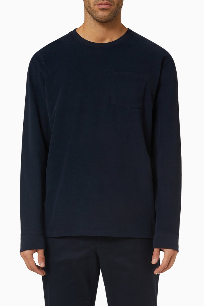 

Long-sleeved T-shirt in Sueded Jersey, Blue