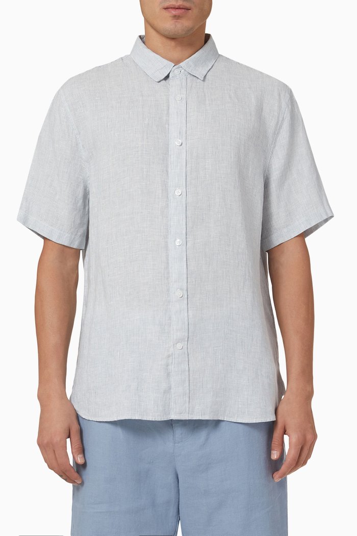 

Morningside Striped Shirt in Linen, Blue