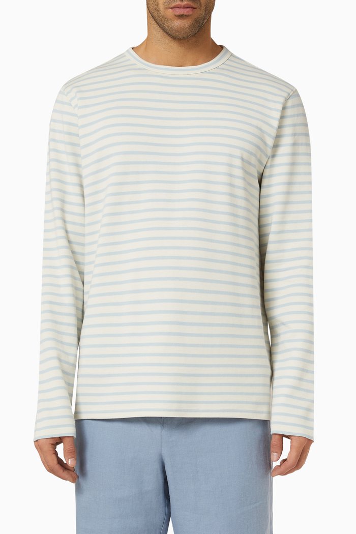 

Breton Striped Long-sleeved T-shirt in Cotton, White