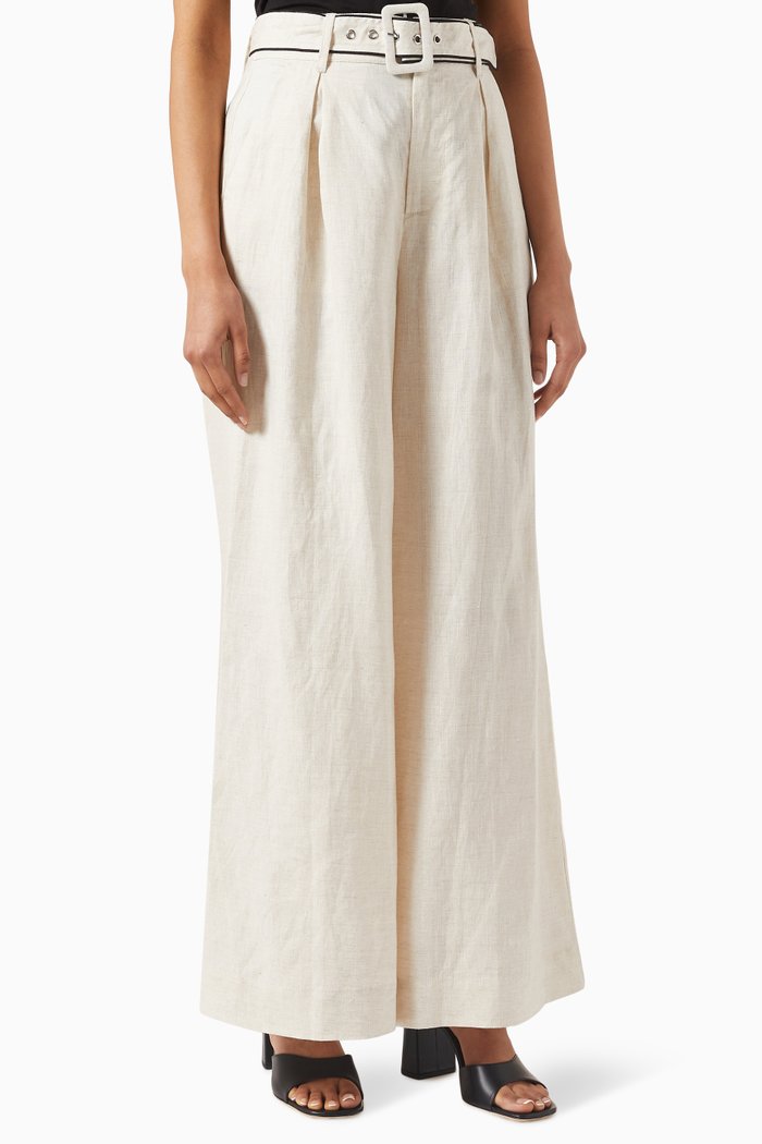 

Eris Wide Leg Pants in Linen, Neutral