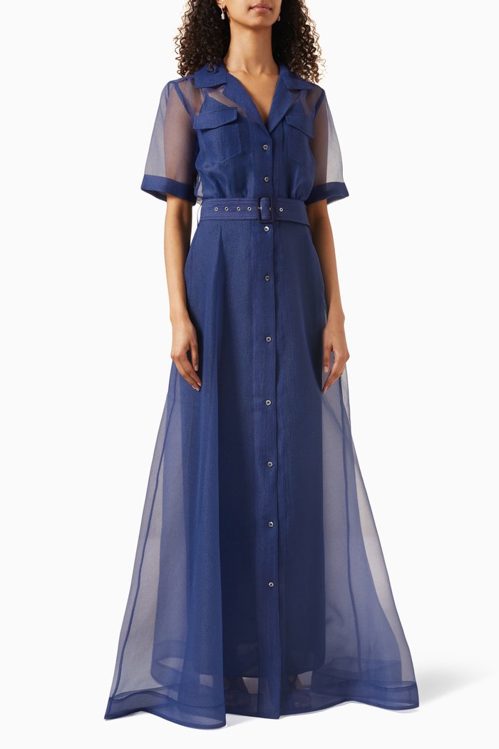 

Millie Maxi Dress in Taffeta, Blue