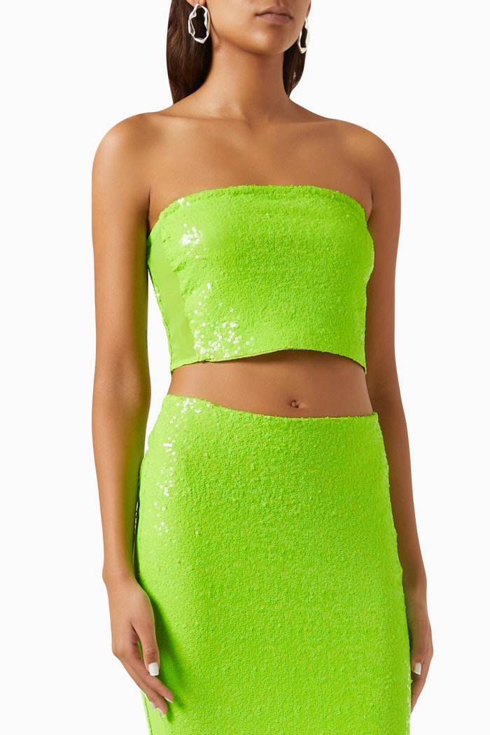 

Sequin Tube Top, Green