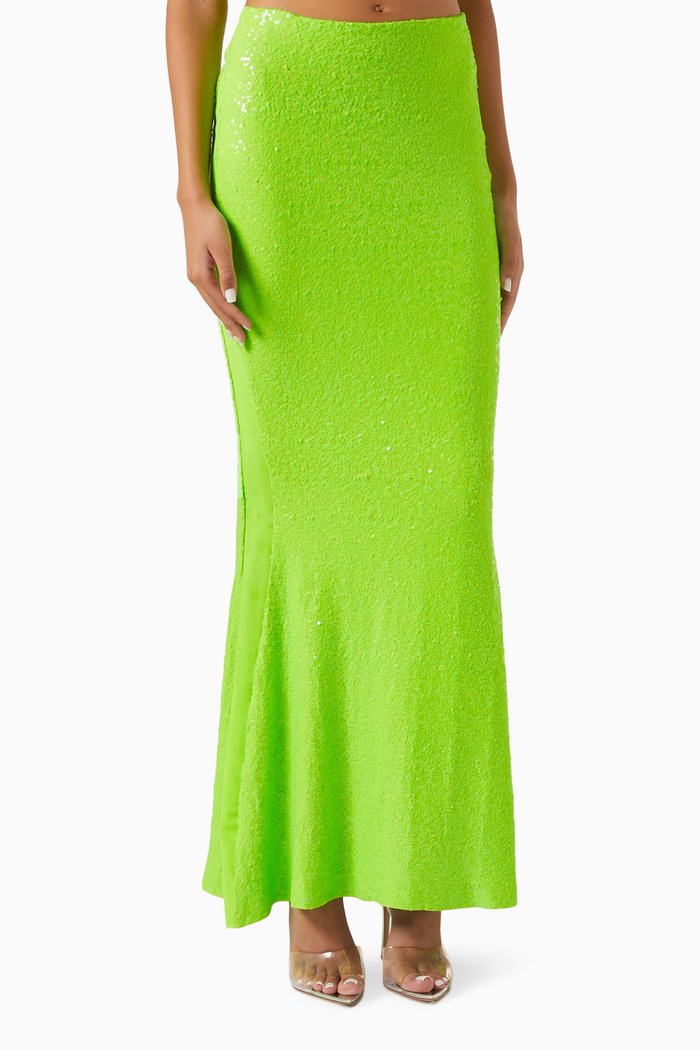 

Obie Maxi Skirt in Sequins, Green
