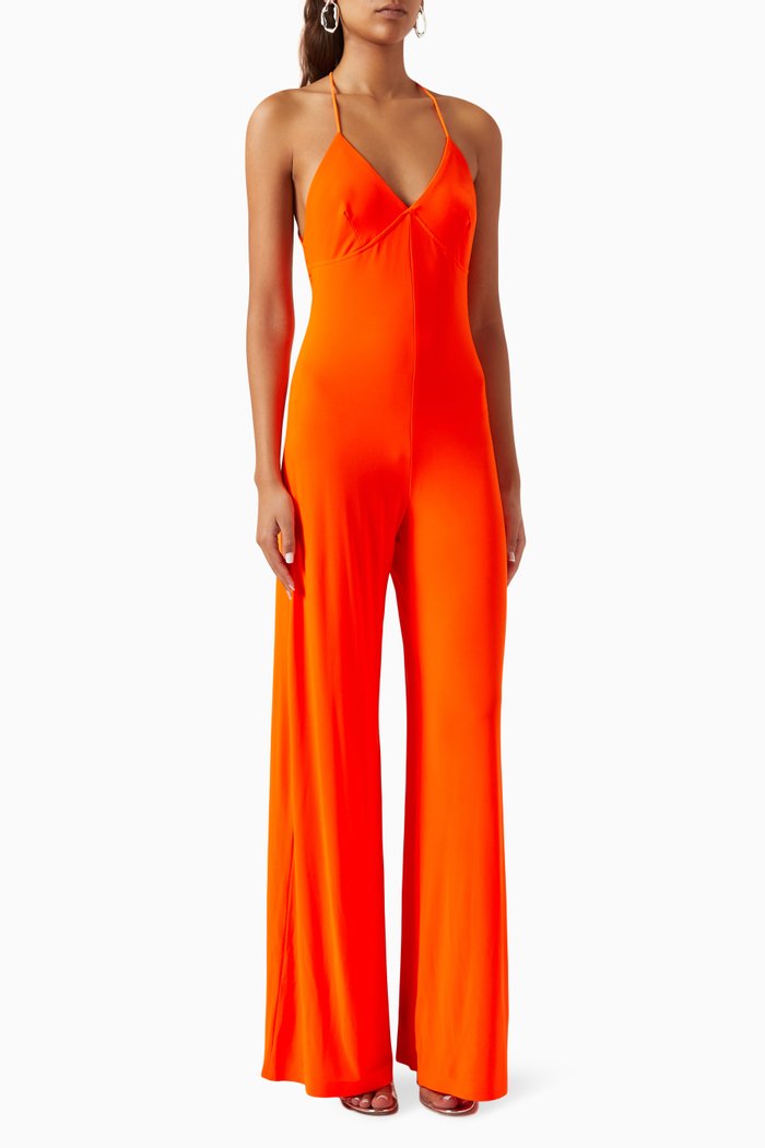 

Low-back Jumpsuit in Stretch Poly-lycra, Orange