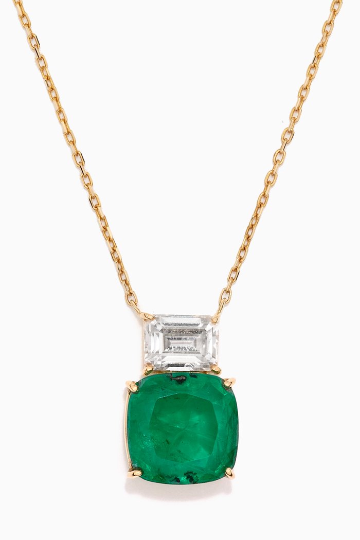 

Square Emerald White Topaz Necklace in 18kt Yellow Gold