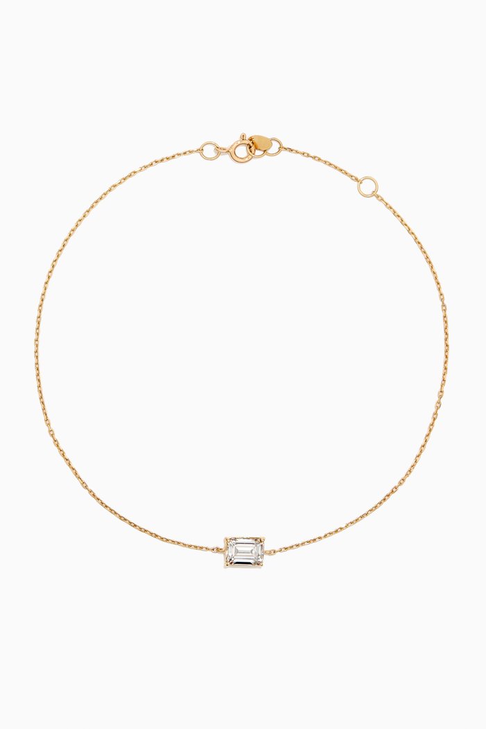 

White Topaz Baguette Anklet in 18kt Yellow Gold