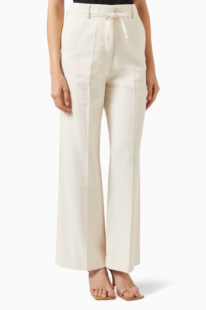 

Jade Textured Pants in Cotton, Neutral