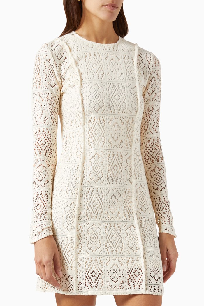 

Zane Crochet Lace Dress, Neutral