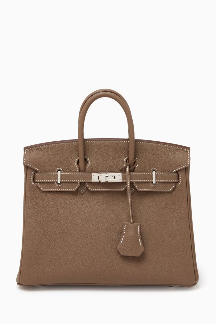 

Unused Birkin 25 Etoupe in Togo Leather & Palladium Hardware, Neutral