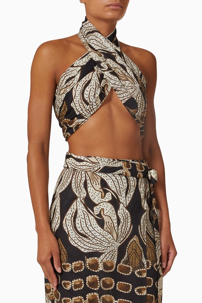 

Eva Noir Halter Top in Linen, Multicolour