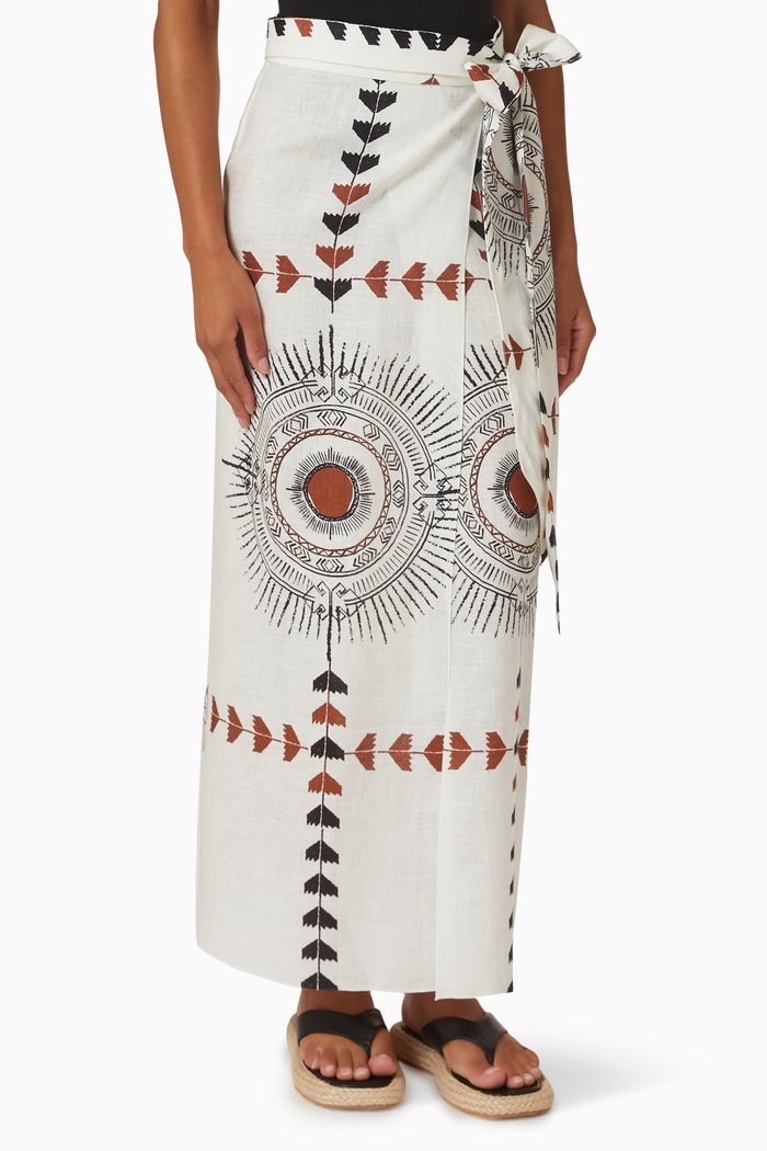 

Gazelle Maxi Wrap SKirt in Linen, Multicolour