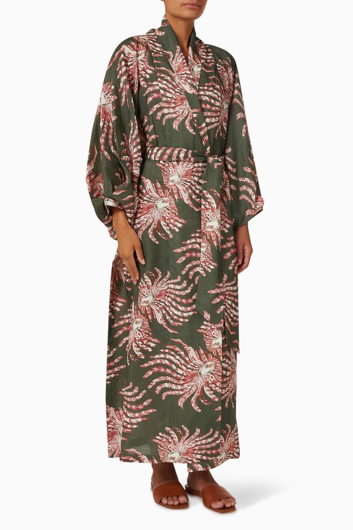 

Azur Oversized Kaftan in Linen, Multicolour