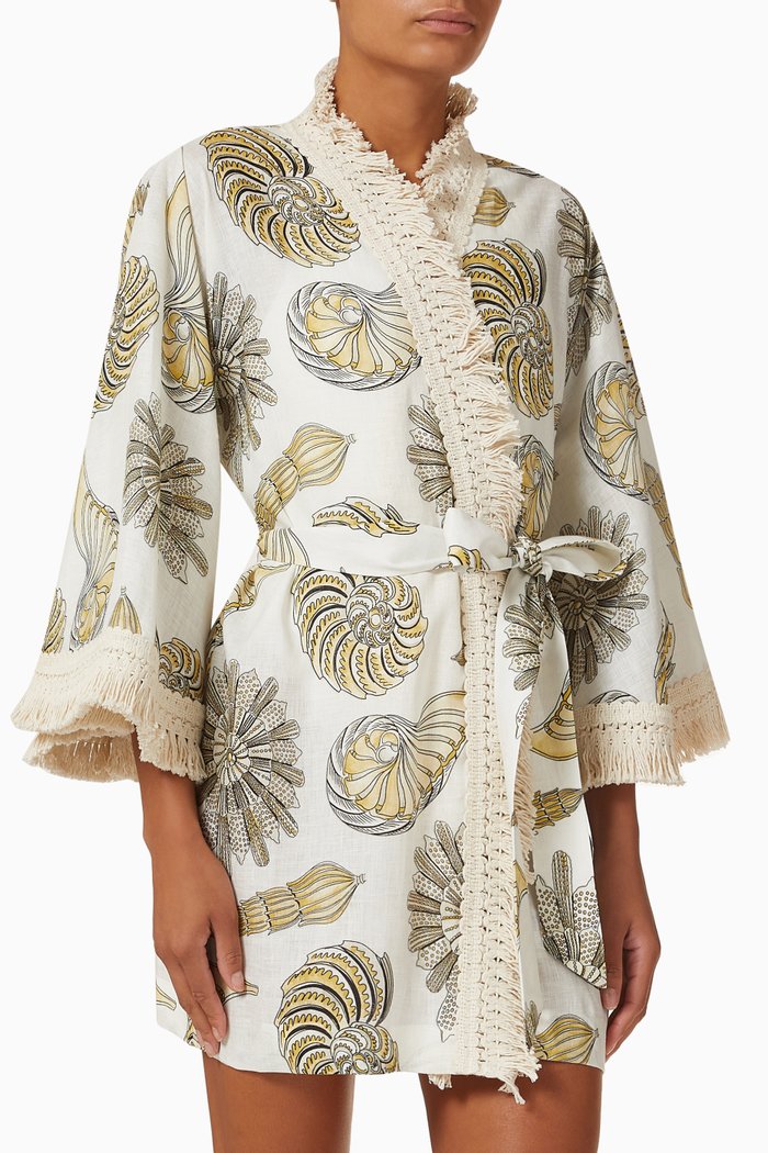 

Emma Blanc Short Kaftan in Linen, White