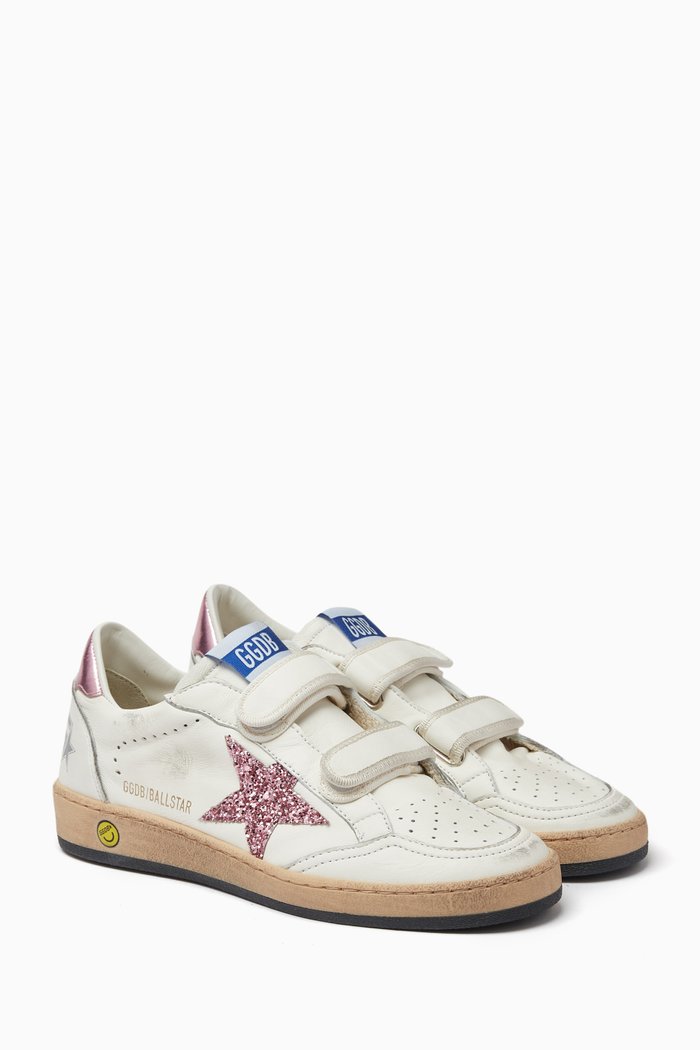

Glitter Star Strap Sneakers in Nappa Leather, White