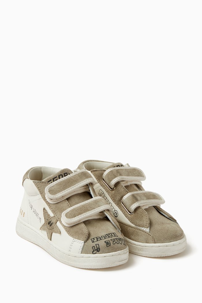 

June Journey Print Sneakers in Suede and Nappa Leather, White