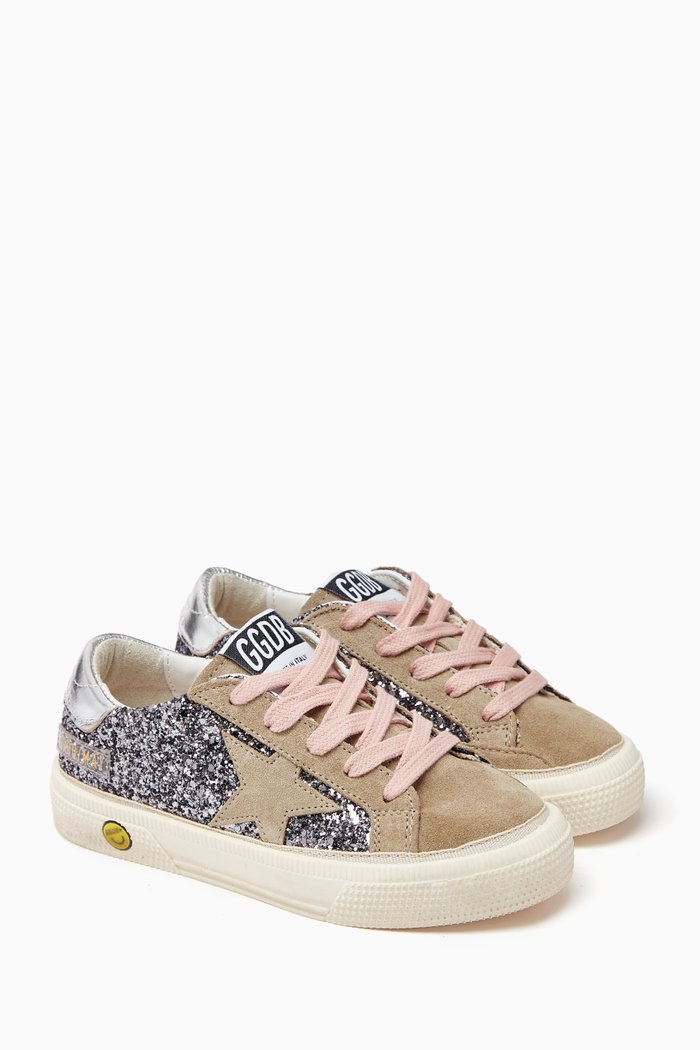 

May School Sneakers in Suede & Glitter, Grey