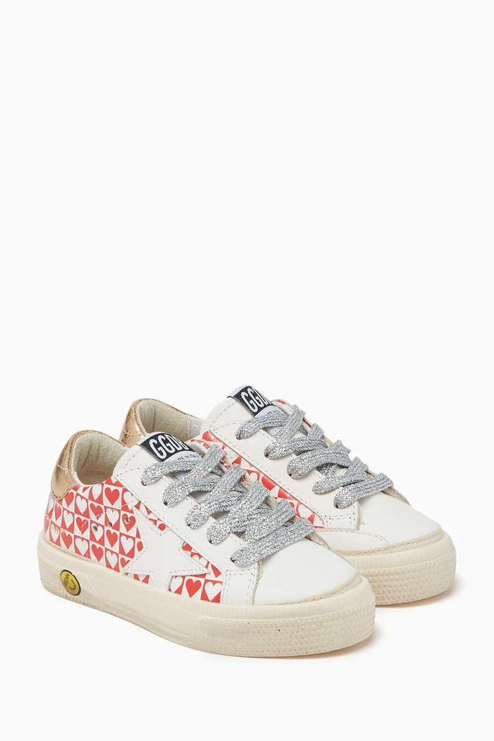 

May Hearts Sneakers in Leather, White