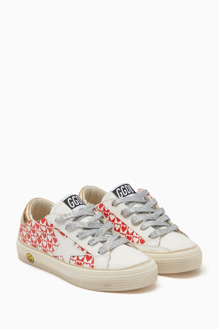 

May Hearts Sneakers in Leather, White