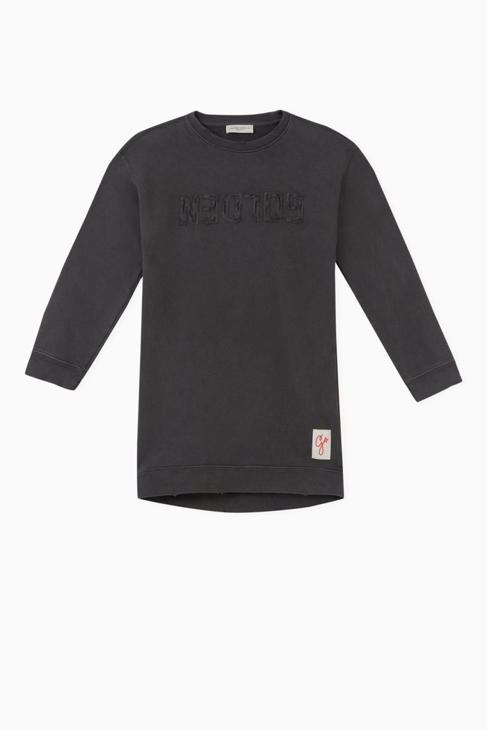 

Logo Sweatshirt Dress in Cotton, Grey