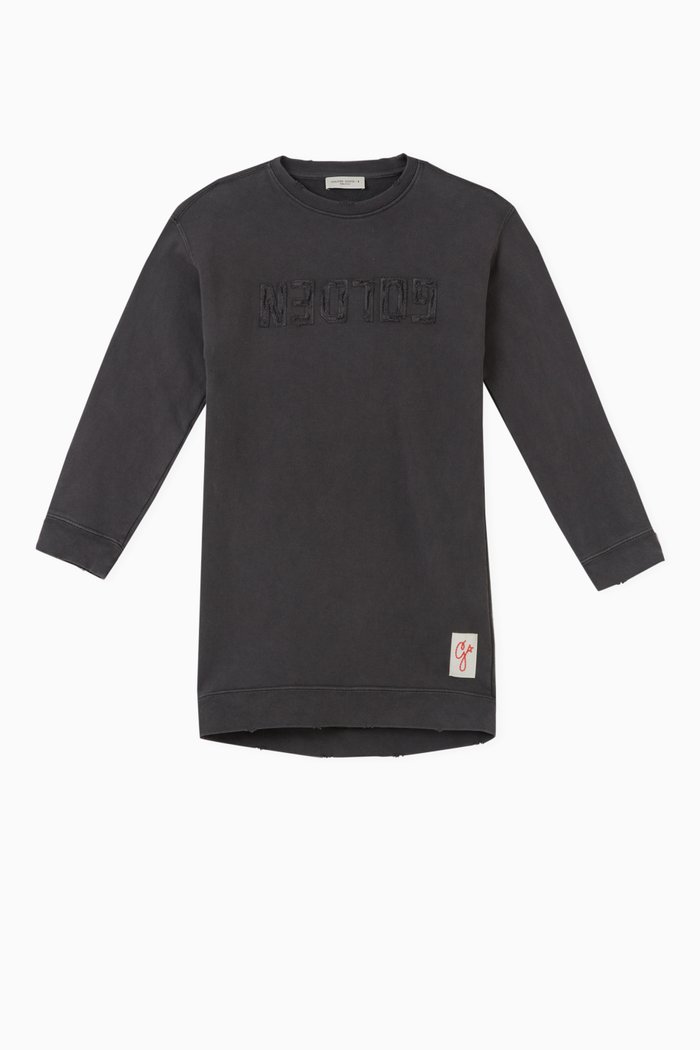 

Logo Sweatshirt Dress in Cotton, Grey