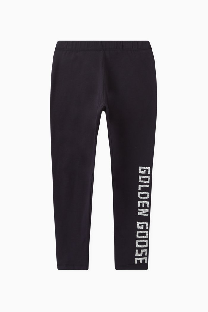 

Glitter Logo Print Leggings in Cotton, Blue