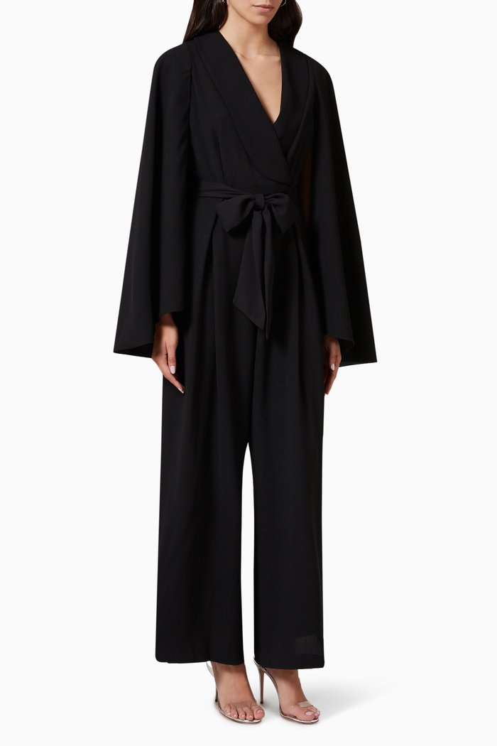 

Belted Jumpsuit in Crepe, Black