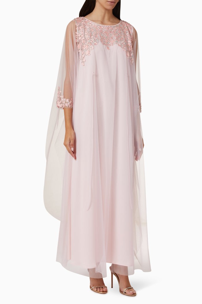 

Kaftan Dress in Rhinestone Tulle Chiffon, Orange