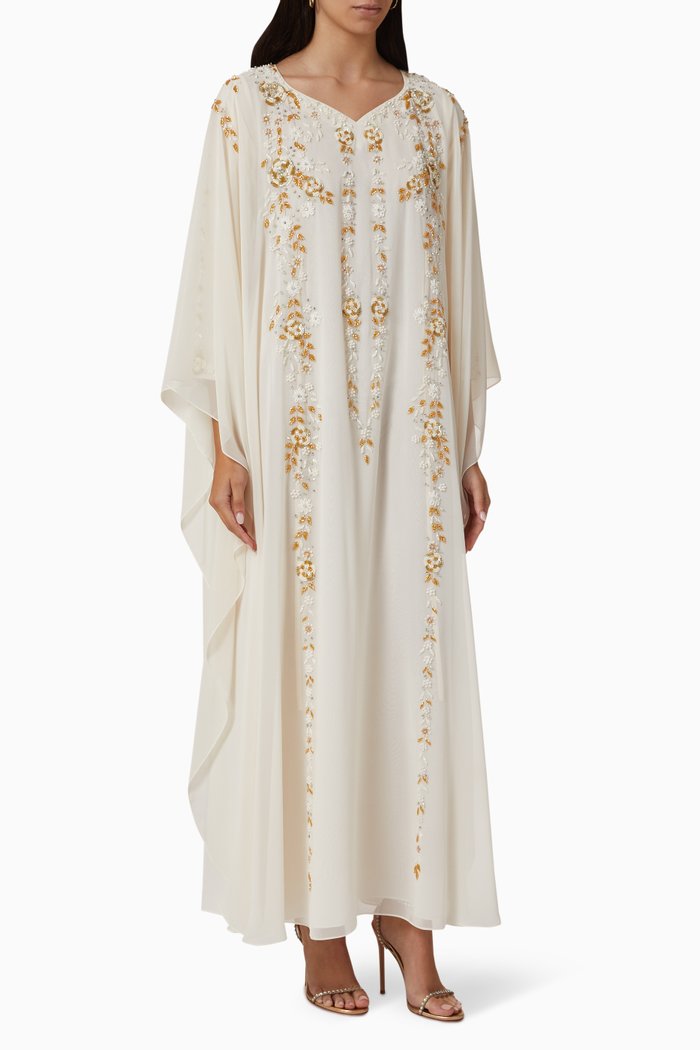 

Kaftan Dress in Sequin Bead Chiffon, Neutral