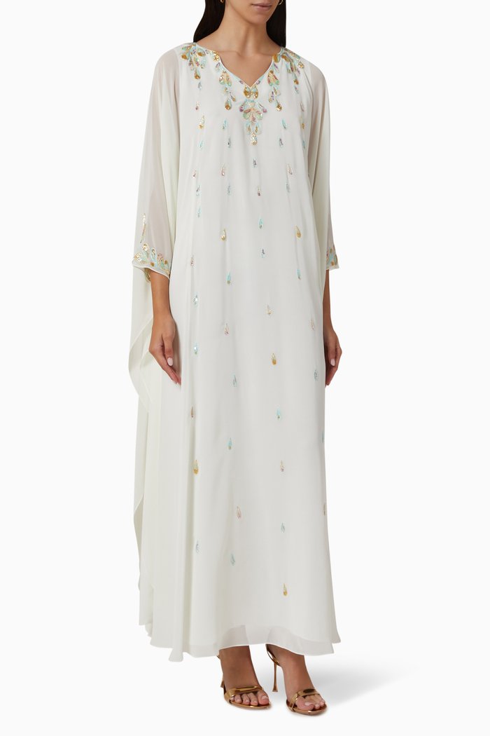 

Kaftan Dress in Sequin Bead Chiffon, Neutral