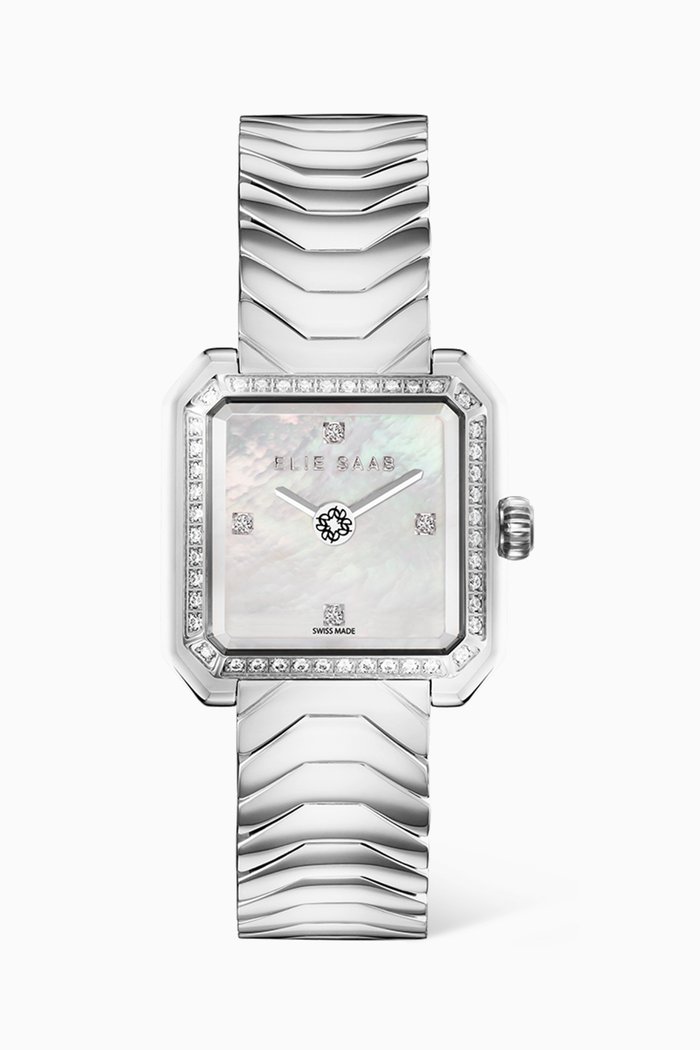 

Carré Swiss Diamond Stainless Steel Watch, 25mm, Silver