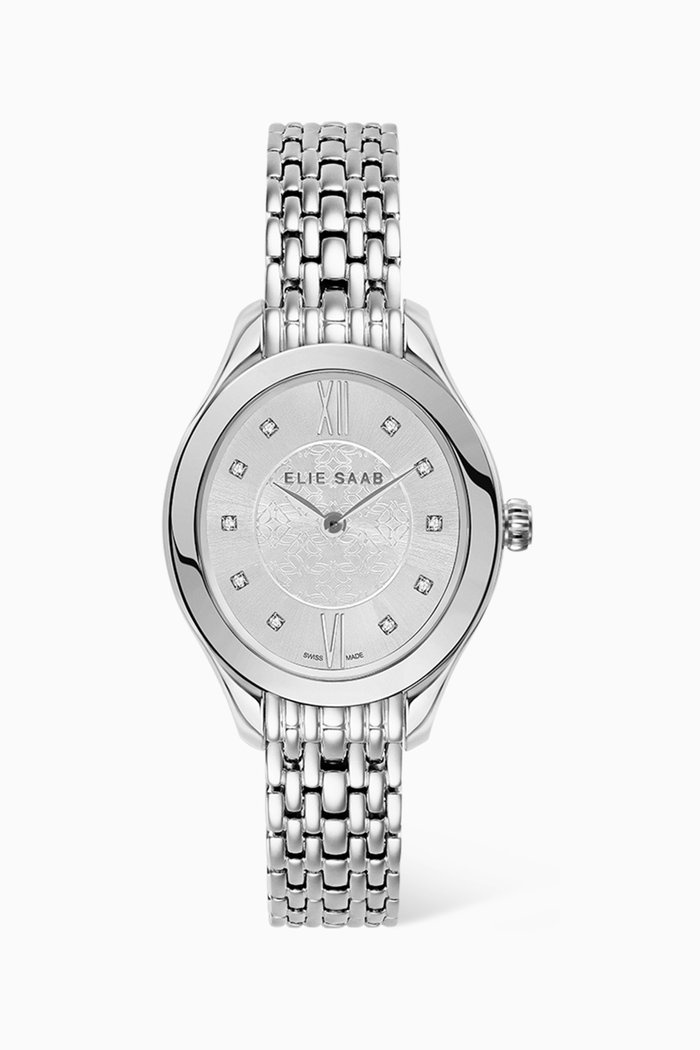 

Mystere D'Elie Elegance Diamond Swiss Stainless Steel Watch, 28mm, Silver