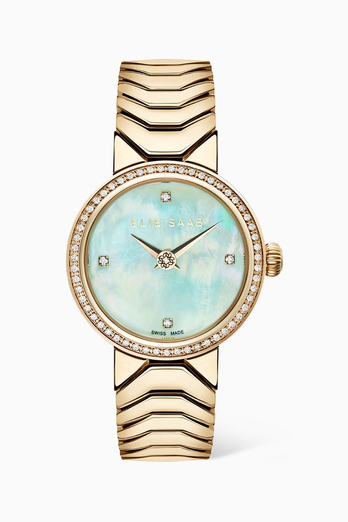 

Idylle Swiss Diamond Mini Yellow Gold-plated Stainless Steel Watch, 27mm